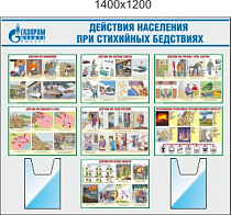 Стенд Уголок гражданской защиты, 7 плакатов военные знания А3, 2 кармана А4. (1400х1200; Пластик ПВХ 4 мм; Алюминиевый профиль)